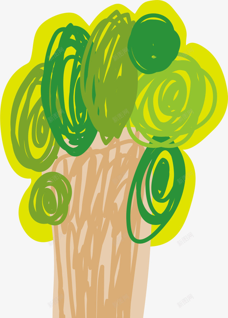 儿童手绘树木png免抠素材_新图网 https://ixintu.com AI 卡通 大树 手绘 树木 线条 绿色 铅笔画