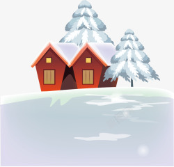 树木大雪房屋素材
