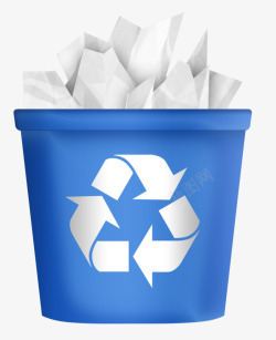废纸回收循环回收蓝色垃圾箱高清图片