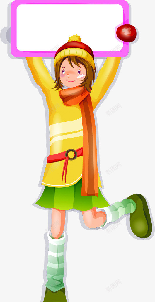 手绘卡通女生标签png免抠素材_新图网 https://ixintu.com 卡通 女生 标签