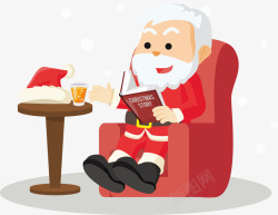 看书的圣诞老人插画素材