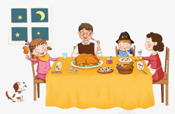 吃吃喝喝感恩节一家人高清图片