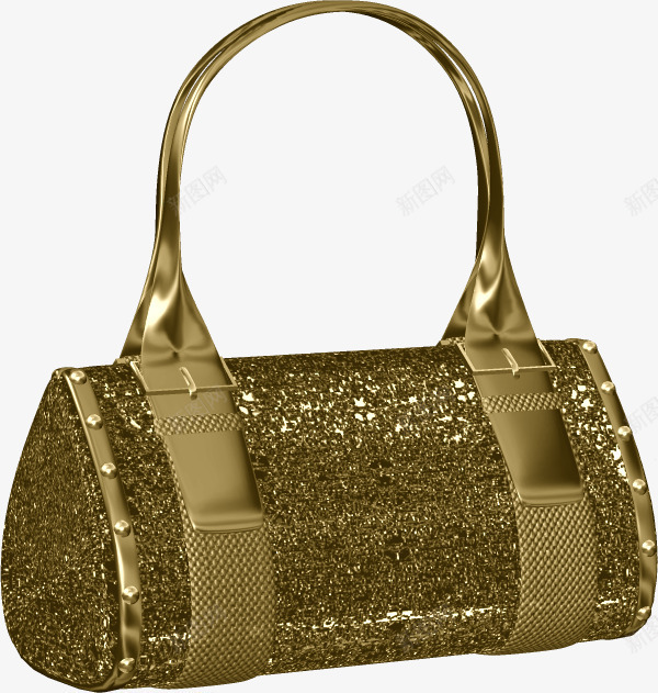 金色的包包png免抠素材_新图网 https://ixintu.com 包包 女士包 手提包 金色