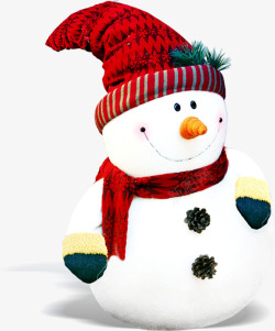 扁平风格创意合成带红色的围巾的雪人素材