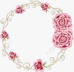 花卉边框圆环花纹淡粉色素材