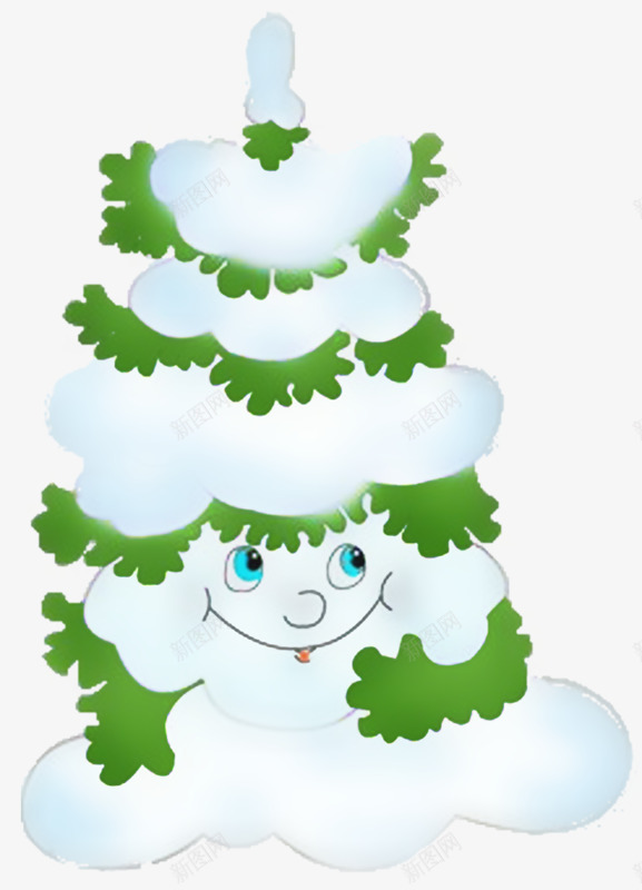 大雪压松树png免抠素材_新图网 https://ixintu.com 好看 彩绘 松树 绿色