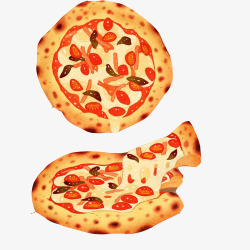 番茄披萨饼手绘画片素材