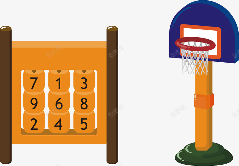 卡通篮球框png免抠素材_新图网 https://ixintu.com 游乐设施 益智游戏 篮球框