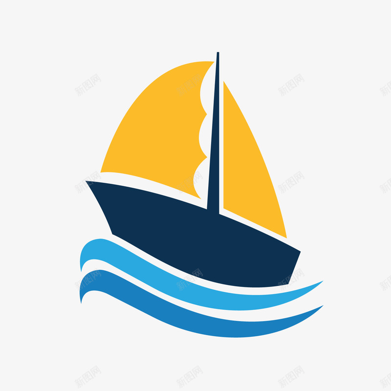 蓝色小帆船标签png免抠素材_新图网 https://ixintu.com 卡通小船 小帆船 小船标签 背景装饰 蓝色