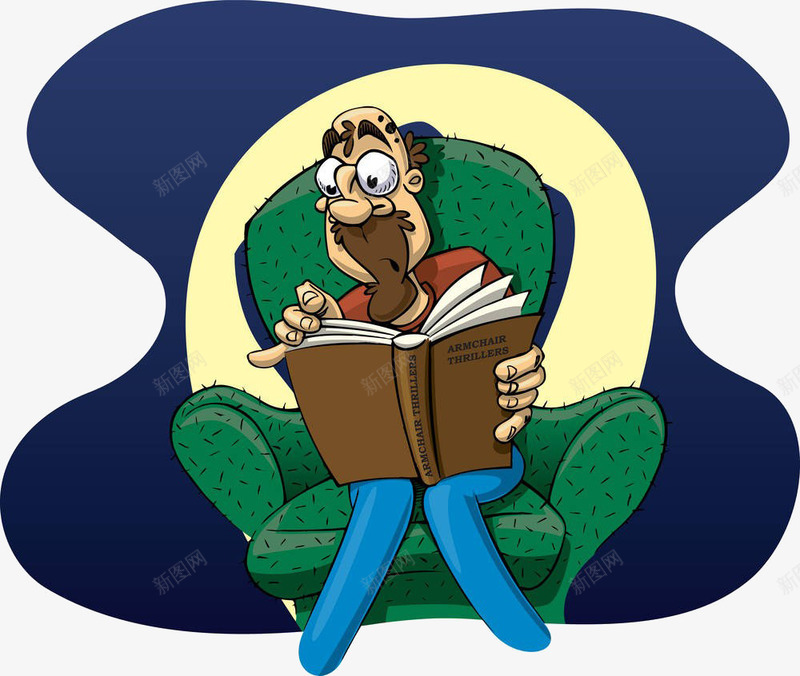 卡通沙发上的男人png免抠素材_新图网 https://ixintu.com 卡通 沙发上的 男人 看书