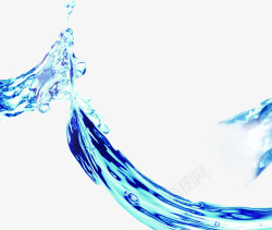 流动的蓝色透明液体素材