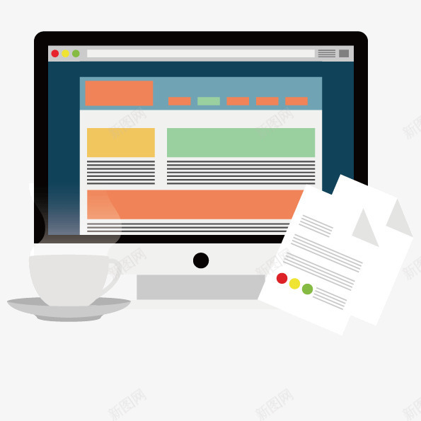 办公png免抠素材_新图网 https://ixintu.com 办公室 商务 商务素材 工作 电脑 网页设计