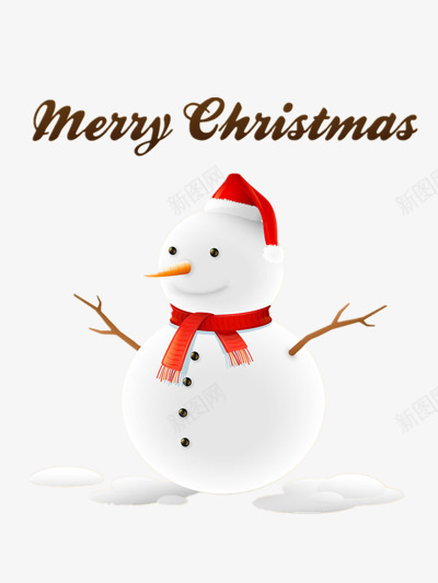 圣诞节雪人png免抠素材_新图网 https://ixintu.com 圣诞节 红围巾 红帽子 雪人