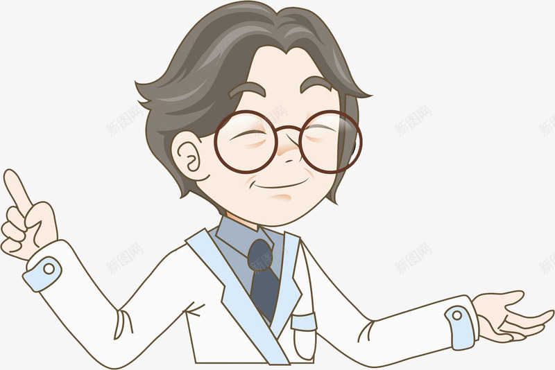 戴眼镜医生png免抠素材_新图网 https://ixintu.com 医生 卡通 和蔼的 手势 男人 眼镜 高兴地