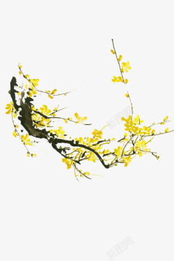 金梅花典雅水墨金色的梅花高清图片