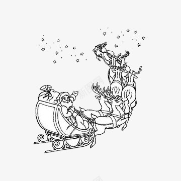 圣诞节圣诞老人送礼物png免抠素材_新图网 https://ixintu.com 圣诞老人 圣诞节 简笔画 线条 车 送礼物 麋鹿车