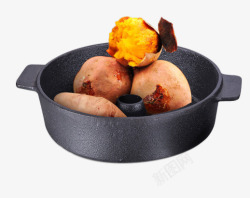 烤锅中的红薯素材