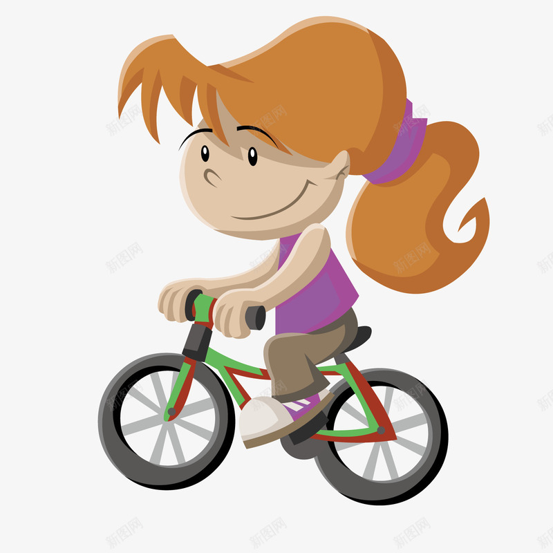 卡通骑自行车的女生png免抠素材_新图网 https://ixintu.com 卡通女生 卡通小女孩 矢量自行车 自行车