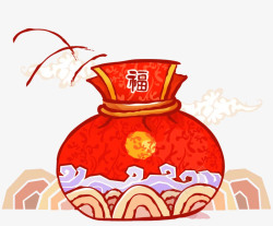 卡通山海云红包卡通中国风云海山石福袋高清图片
