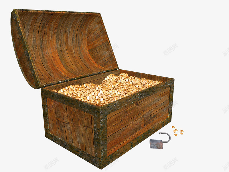 手绘金币宝箱png免抠素材_新图网 https://ixintu.com 宝箱 宝藏 手绘 打开的锁 木箱 游戏宝箱 游戏箱子 金币
