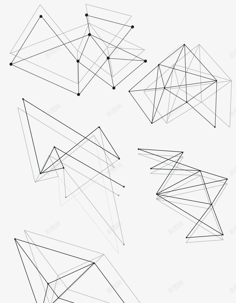 科技感线条图形png免抠素材_新图网 https://ixintu.com 不规则线条 科技线条 连接线条