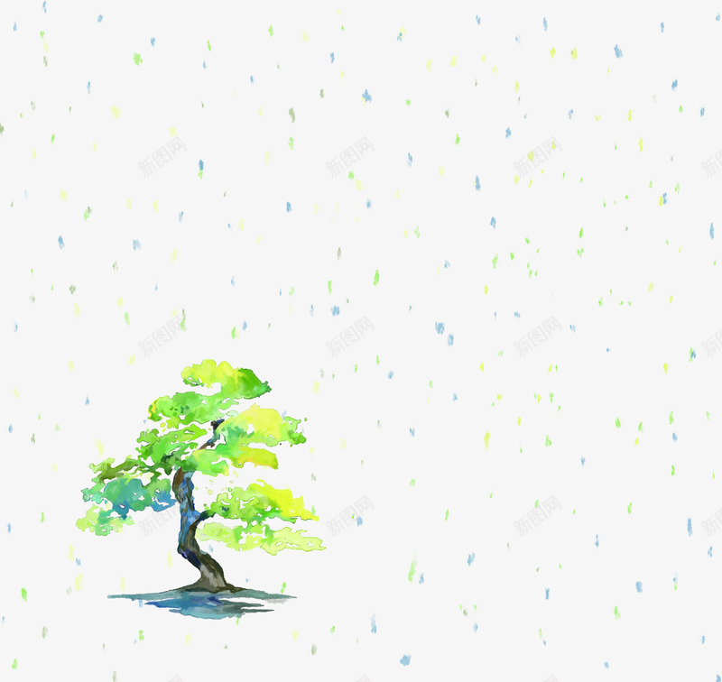 手绘公园大树蓝色装饰png免抠素材_新图网 https://ixintu.com 公园 大树 蓝色 装饰