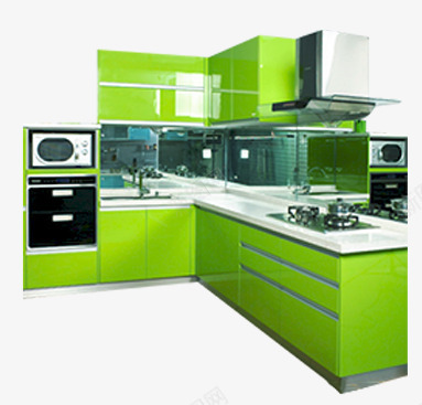 现代厨房橱柜展示png免抠素材_新图网 https://ixintu.com 橱柜 橱柜展示 现代 绿色
