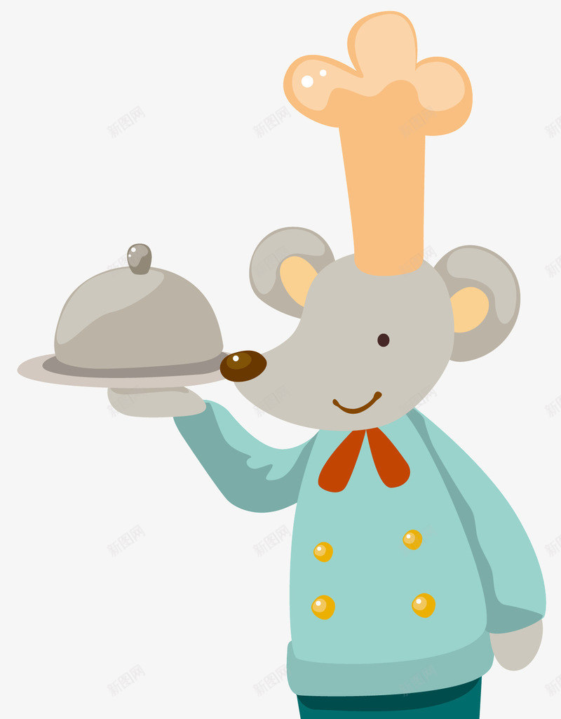 厨师小老鼠矢量图ai免抠素材_新图网 https://ixintu.com 动物 卡通 卡通形象 厨师 小老鼠 帽子 灰色 蓝色衣服 矢量图
