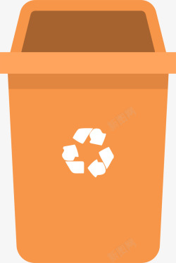 扁平垃圾桶橙色扁平卡通垃圾桶高清图片