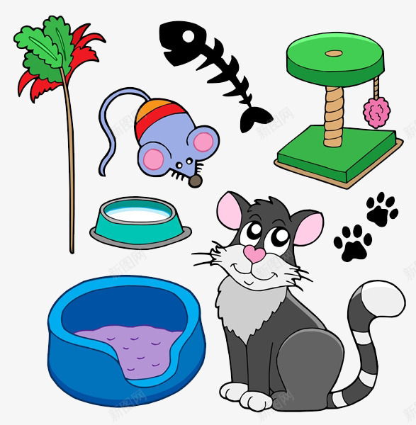 逗猫必备png免抠素材_新图网 https://ixintu.com 卡通手绘 卡通鱼骨头 宠物 小老鼠 教育 装饰 食物
