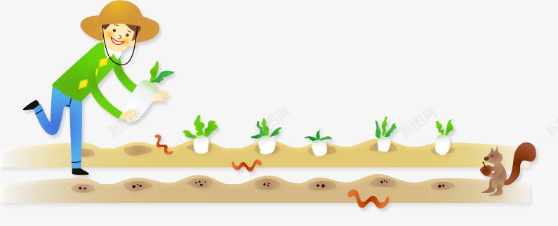 卡通种地png免抠素材_新图网 https://ixintu.com 撒种 种地 种花 种蔬菜