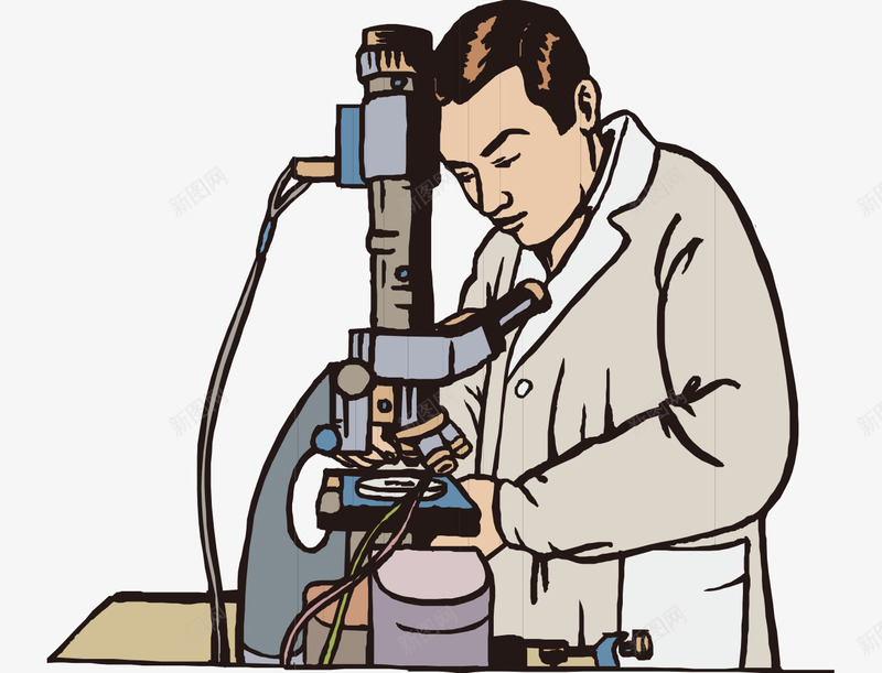 卡通手绘现代显微镜下工作男人png免抠素材_新图网 https://ixintu.com 卡通的人物 工作的男人 手绘的男人 现代的显微镜