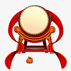 敲鼓的人物春节飘带鼓装饰组合高清图片