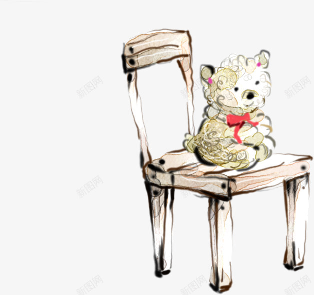 创意合成手绘水彩椅子玩偶png免抠素材_新图网 https://ixintu.com 创意 合成 椅子 水彩 玩偶
