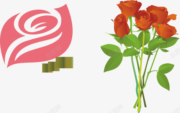 玫瑰花插画矢量图图标图标
