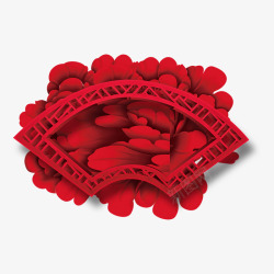 创意红色花卉中国风海报标题装饰素材
