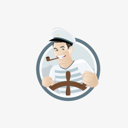 卡通戴水手帽的男人圆形标志素材