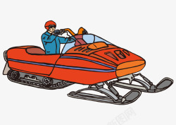 卡通手绘红色开水上飞车男人素材