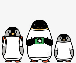 三只企鹅照相机企鹅素材
