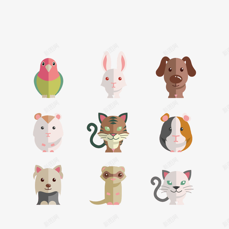 可爱卡通动物图标png_新图网 https://ixintu.com 仓鼠 创意 动物 可爱 图标 小猫 扁平化 标志 标志图标 设计