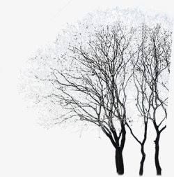手绘树木韩国冬季背景素材