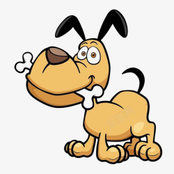 活泼动物卡通吃骨头的狗狗高清图片