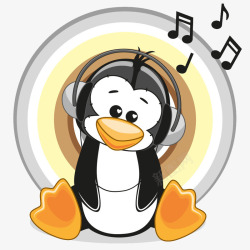 听音乐的企鹅素材