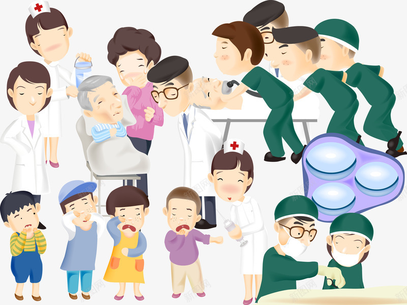 医生护士病人png免抠素材_新图网 https://ixintu.com 医生 卡通 设计 透明