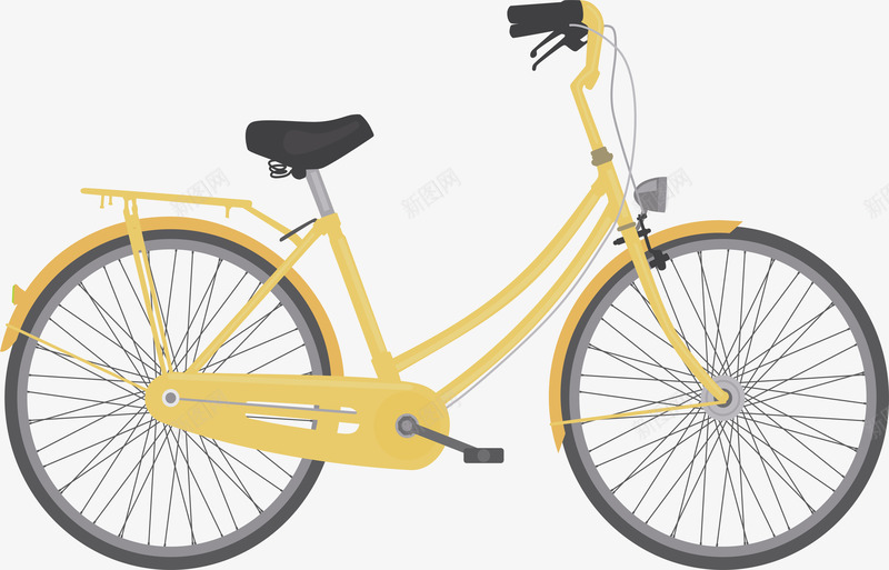 黄色女士单车矢量图ai免抠素材_新图网 https://ixintu.com 单车 女士单车 矢量png 脚踏车 自行车 黄色单车 矢量图