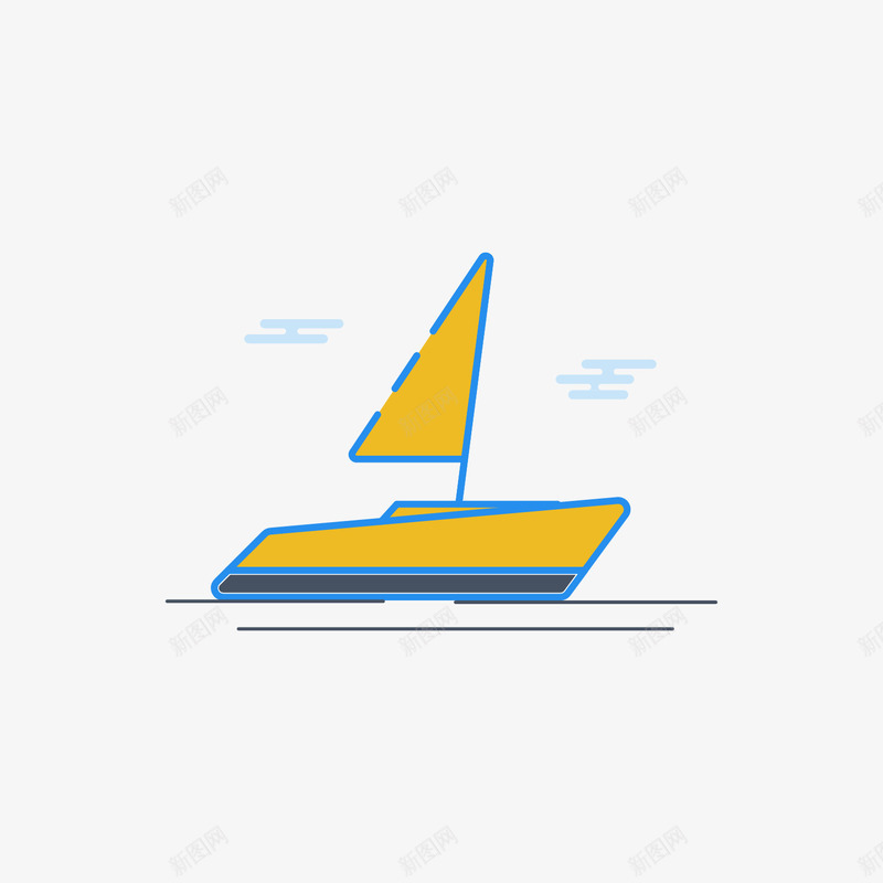 彩色几何帆船卡通图标png_新图网 https://ixintu.com 圆角 帆船 彩色 扁平化 手绘 水面 科技 运输