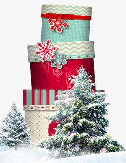 雪地圣诞节礼物海报背景素材