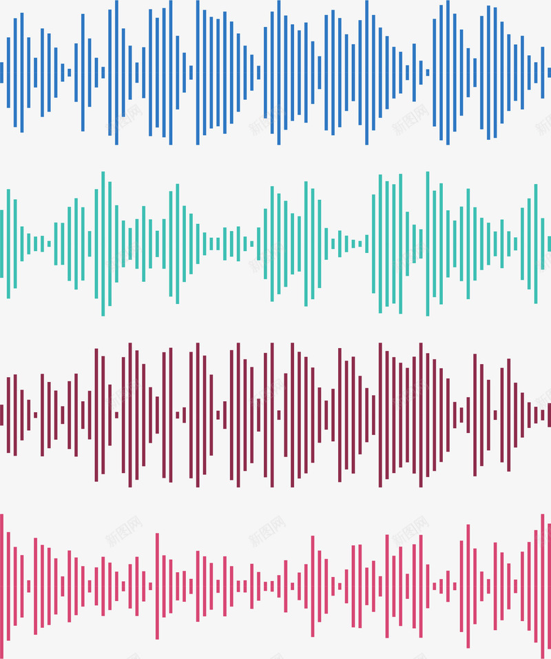 四种颜色超声波png免抠素材_新图网 https://ixintu.com 声波 波纹 矢量素材 科技波纹 超声波