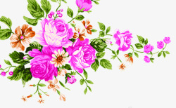 粉色鲜花手绘花朵景色素材