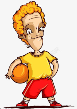 黄发小孩抱着篮球高清图片